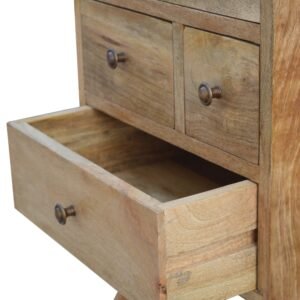 Solid Wood Wall Mounted Rounded Bedside, 1 Drawer, Light Brown