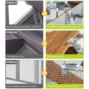 77 Large Outdoor Chicken Coop Wooden Chicken Coop, Duck Coop With Nest Box, Bird Cage, Rabbit Cage – Waterproof PVC Board Yellow Brown Gradient 80L