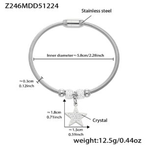 Stainless Steel Ultra-Shiny Full-Crystal Clip Bracelet