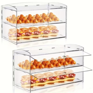 Two-layer Acrylic Baking Display Case, Square Shape, Suitable For Commercial And Residential Kitchens, Dustproof, Scratch-resistant, Easy To Clean, And Perfect For Dessert Display.