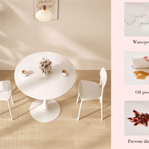 Modern Round Dining Table, 31.5' Kitchen Dining Room Furniture, Coffee Table, Leisure Table, Living Room Table, Oval Dining Table, WHTIE