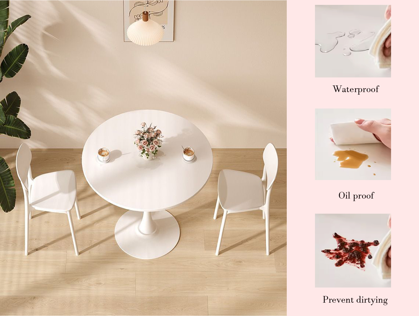 Modern Round Dining Table, 31.5′ Kitchen Dining Room Furniture, Coffee Table, Leisure Table, Living Room Table, Oval Dining Table, WHTIE