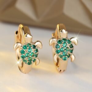 Fashionable Best-Selling Full-Crystal Color Zircon Turtle Earrings