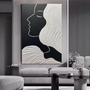 Handmade Black White Portrait Oil Paintings Nodic Abstract People Canvas Painting Artworks For Living Room Home Wall Decor