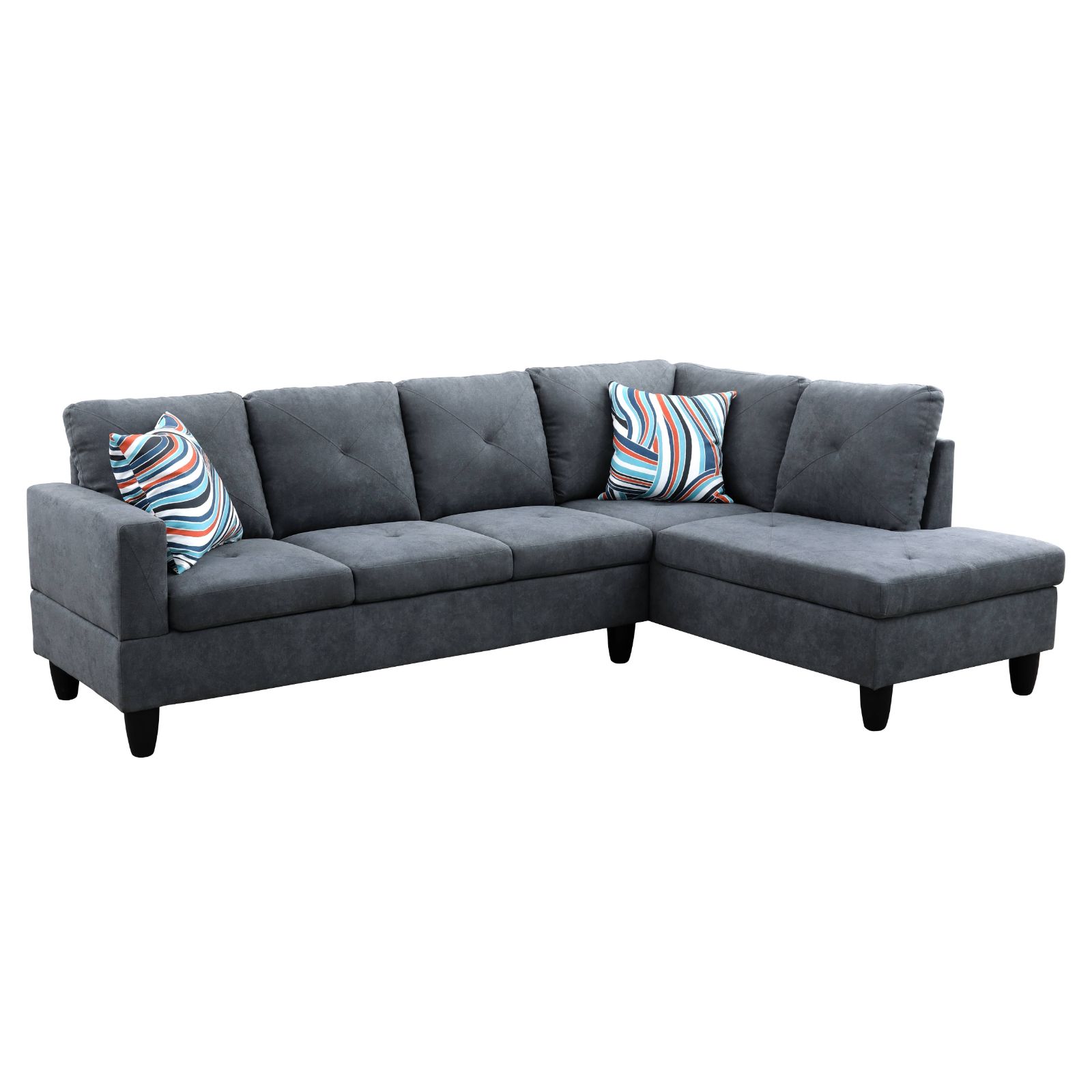 Pickup Only–Dark Grey Flannelette 3-Piece Living Room Sofa Set