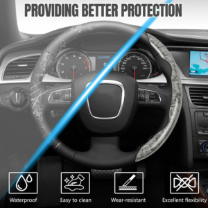 Car Wood Grain Steering Wheel Cover, Anti-Slip 2PCS Segmented Steering Wheel Protector, Anti-Skid Wheels Cover Universal Fit For Most Vehicles, Car Accessories For Women Men -Gray