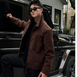 Retro Millennial Coffee-Colored Suede Jacket