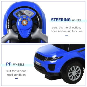 2 In 1 Push Cars for Toddlers Kid Ride on Push Car Stroller Sliding Car with Horn Music Light Function Secure Bar Ride on Toy for Boy Girl 1-3 Years Old Blue