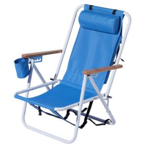 [Same Model Code: 99460325]Portable High Strength Beach Chair With Adjustable Headrest Blue