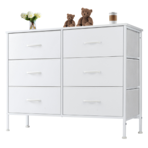 Tall Dresser Fabric Storage Tower ,Wooden Top For Kid Room, Closet, Entryway, Nursery