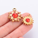 Instagram-style Sunflower Stainless Steel Pendant With Colorful Faceted Zircon Inlays