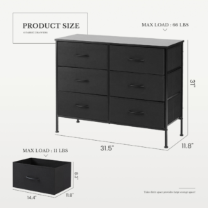 Tall Dresser Fabric Storage Tower ,Wooden Top For Kid Room, Closet, Entryway, Nursery