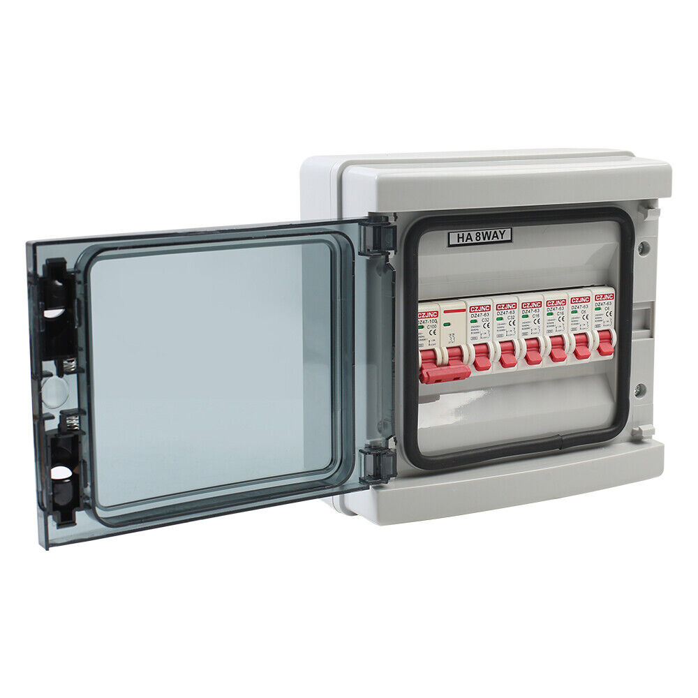 8 Way Weatherproof Garage Shed Consumer Fuse Box Mains 6 MCB Unit - Image 6