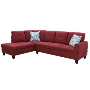 Pickup Only--Red Fluffy Fabric 3-Piece Living Room Sofa Set