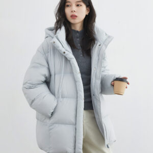 Mid-length 90 White Duck Down Puffer Coat With Hood Three-proof Jacket
