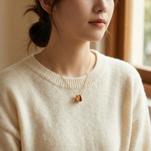 925 Sterling Silver Ornate Crimson Enamel Barrel Pendant Necklace with Intricate Gilded Filigree Accents