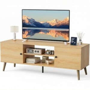 A TV Cabinet Suitable For 55-inch Or 60-inch TVs, Featuring Storage Function, Media Control Console Table, And 2 Drawer Cabinets