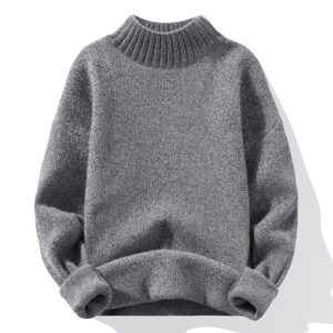 Fashionable Casual Solid-Color Crew-Neck Loose Knitted Pullover Sweater