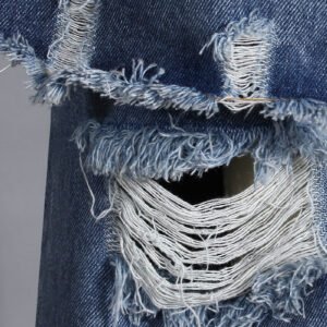 Casual Faux Two-piece Ripped Jeans