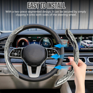 Car Wood Grain Steering Wheel Cover, Anti-Slip 2PCS Segmented Steering Wheel Protector, Anti-Skid Wheels Cover Universal Fit For Most Vehicles, Car Accessories For Women Men -Gray
