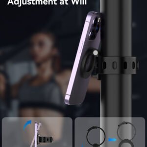 MagSafe Magnetic Phone Holder With Adjustable Silicone Strap, 4000Gs Strong Magnet Gym Shopping Cart Mount, 360 Rotation Stand For Phone & Universal Phones