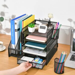 1pc 5-tier Multifunctional Stationery Storage Box | Steel Desktop Storage Rack, Office Supplies Organizer, Office Desk Additions, Bedroom Additions, Home Decoration, Home Storage And Organization
