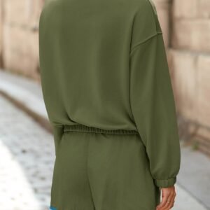 Fisoew Womens 2 Piece Sets Sweatsuits Casual Half Button Color Block Sweatshirts Running Shorts Tracksuits Fall Outfits