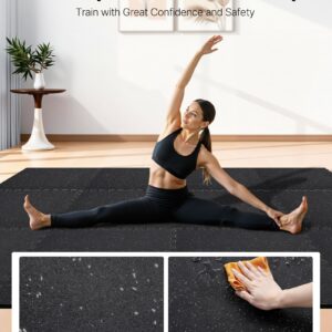 Puzzle Exercise Mat, 24 PCS Fitness Equipment Mats, 24 X 24 X 0.4 In, High-Density EVA Foam Mats Set, Interlocking Rubber Soft Tiles, Protective Floor Padding With Gray Dots For Home Gym Office