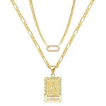 New Double-layer Gold 26-letter Necklace With Zircon Circles