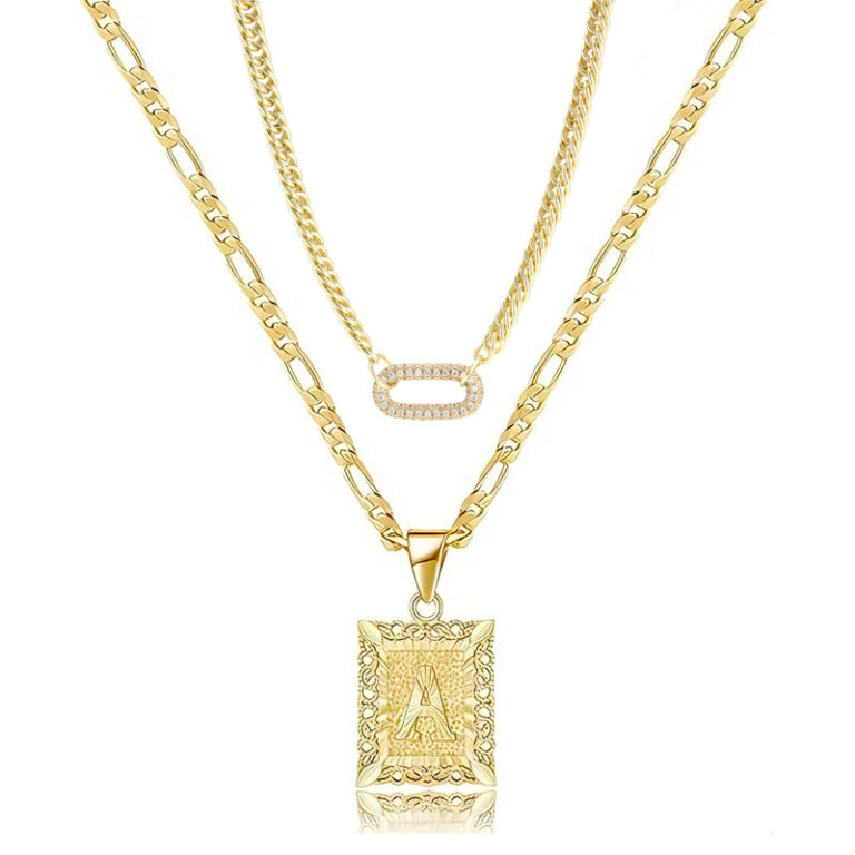New Double-layer Gold 26-letter Necklace With Zircon Circles