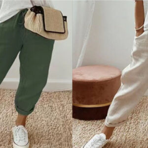 Women’s Fashion Cotton Linen Solid Color Casual Pants