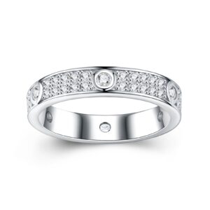 A Luxurious And Fashionable Minimalist Jewelry Ring Featuring Top-quality Moissanite, Made Of S925 Silver Electroplated With Platinum.