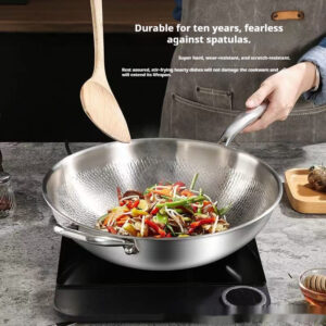 Titanium Alloy Household Flat-bottom Wok