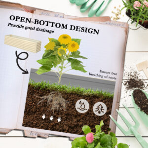8x2x2ft Galvanized Raised Garden Bed Kit with Safety Edging for Flowers, Herbs and Vegetables, Cream White