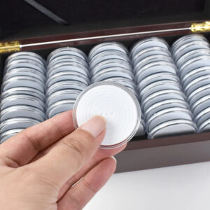 50 PCS Coin Capsules Storage Box With Wooden Case Holder Display