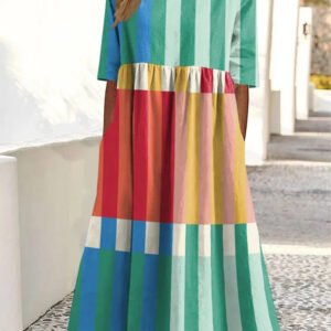 Casual Retro Ocean Art Print Womens Loose Dress