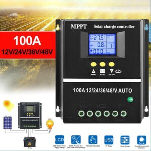 100A MPPT Dual USB Solar Charge Controller 12V 24V 36V 48V Solar Panel Lead Acid Lithium Battery Regulator Stabilizer Charger