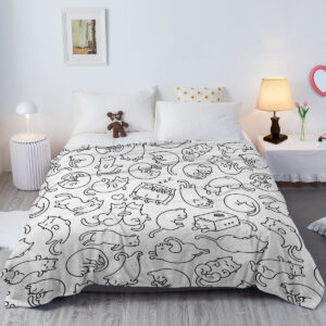 Mini Cats Pattern Flannel Throw Blanket Super Soft Fleece Blanket Animal Print Fluffy Plush Lightweight Cozy Blanket