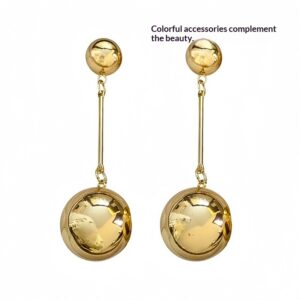 Fashionable Unique And Personalized Metal Round-Ball Tassel Earrings