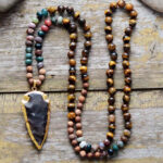 Buddha Beads Lotus Pendant Necklace