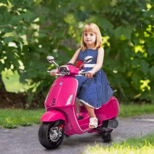 Vespa Licensed Kids Motorcycle 6V Toddler Motorcycle with Music, FM Radio, Headlight, Pink