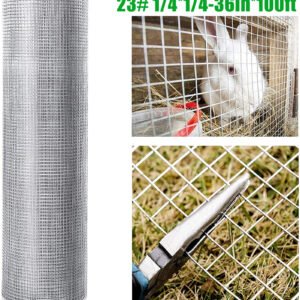 Hardware Cloth 23 Gauge, Hot-dip Galvanized After Welding Chicken Wire Fence Roll Garden Plant Welded Metal Wire Fencing Roll, Rabbit Cages Snake Fence