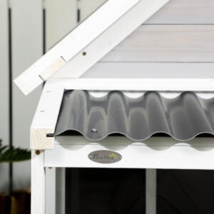 Wooden Dog House with Porch, Dog House Outdoor with Tilt Roof, Front Door, Windows for Medium Large Sized Dog