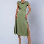 Women's Slim-fit Split Short-sleeve Dress