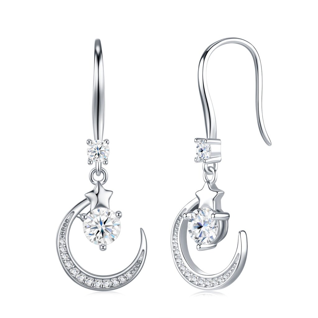 A Luxurious And Fashionable Minimalist Jewelry Earring Set Featuring A 0.5-carat Top-quality Morganite, Made Of S925 Silver Electroplated With Platinum.