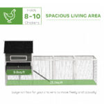 137" Wooden Chicken Coop for 8-10 Chickens, Backyard, Dark Gray