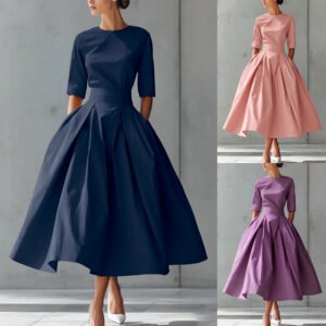 Fashionable Chic And Elegant High-Waisted Swing Dress