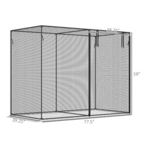 6' x 3' x 5' Crop Cage, Plant Protection Tent with Zippered Doors for Vegetable Garden, Backyard, Black