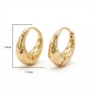 925 Sterling Silver Elegant Textured Hammered Chunky Huggie Hoop Earrings with a Radiant Metallic Sheen