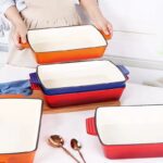Cast Iron Enameled Uncoated Rectangular Baking Pan With Two Handles